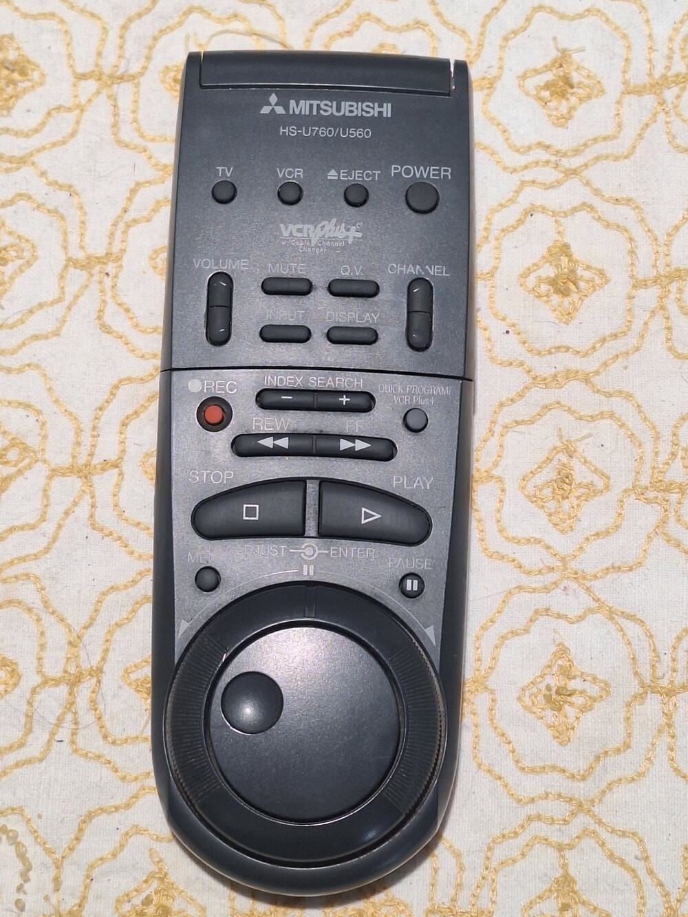 Mitsubishi HS-U760 U560 VCR Remote Control Jog Shuttle Flip Panel Tested Clean